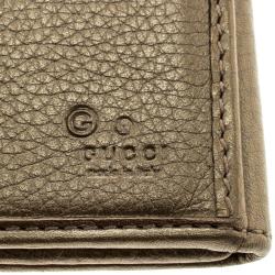Gucci Metallic Beige Leather Continental Wallet