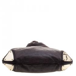 Pre Owned Gucci Dark Brown Guccissima Leather Medium Indy Top Handle Bag