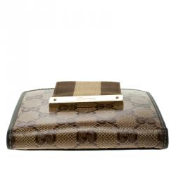 Gucci Brown GG Crystal Canvas Web Wallet