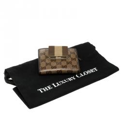 Gucci Brown GG Crystal Canvas Web Wallet