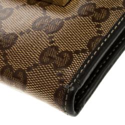 Gucci Brown GG Crystal Canvas Web Wallet