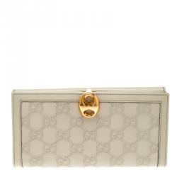 Gucci Off White Guccissima Leather Wave Continental Wallet