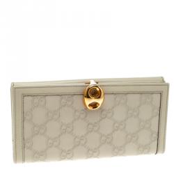 Gucci Off White Guccissima Leather Wave Continental Wallet