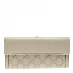 Gucci Off White Guccissima Leather Wave Continental Wallet