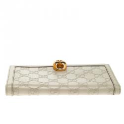 Gucci Off White Guccissima Leather Wave Continental Wallet
