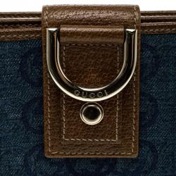 Gucci Blue/Brown Denim GG D Ring Continental Wallet