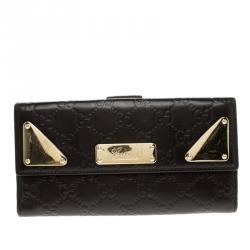Gucci Dark Brown Guccissima Leather Flap Continental Wallet
