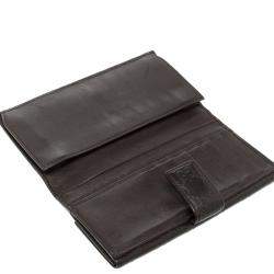 Gucci Dark Brown Guccissima Leather Flap Continental Wallet