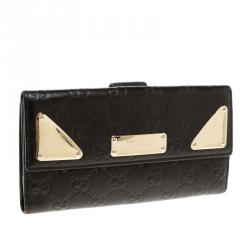 Gucci Dark Brown Guccissima Leather Flap Continental Wallet