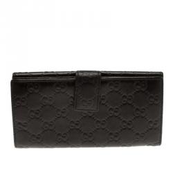 Gucci Dark Brown Guccissima Leather Flap Continental Wallet