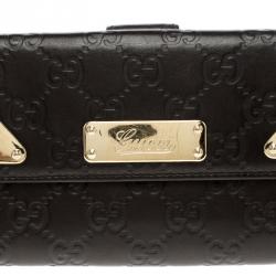 Gucci Dark Brown Guccissima Leather Flap Continental Wallet