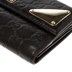 Gucci Dark Brown Guccissima Leather Flap Continental Wallet