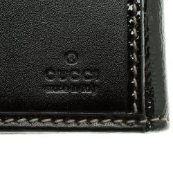 Gucci Black Patent Leather Web Britt Continental Wallet 