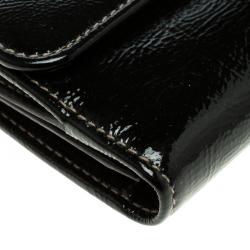 Gucci Black Patent Leather Web Britt Continental Wallet 