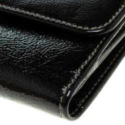 Gucci Black Patent Leather Web Britt Continental Wallet 