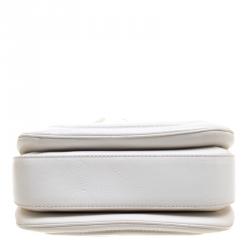 Pre Owned Gucci White Leather Tassel New Bamboo Top Handle Bag
