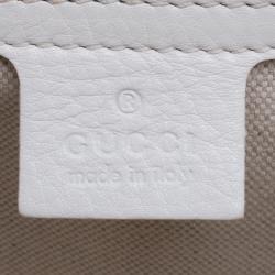 Pre Owned Gucci White Leather Tassel New Bamboo Top Handle Bag