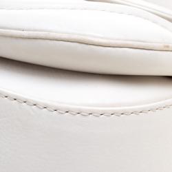 Pre Owned Gucci White Leather Tassel New Bamboo Top Handle Bag