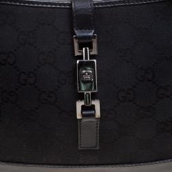 مملوكة مسبقًا Gucci Black GG Canvas and Leather Small Jackie Hobo