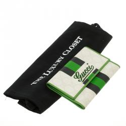 Gucci Off White/Green GG Supreme Canvas Flap Wallet