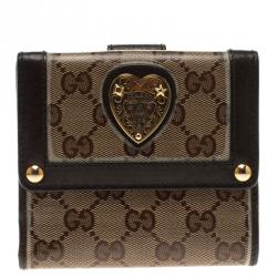 Gucci Beige/Brown GG Crystal Canvas Babouska Wallet