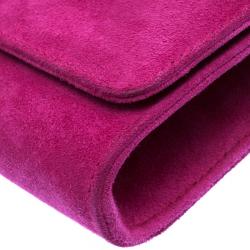 مملوكة مسبقًا Gucci Pink Suede Broadway Crystal Closure Clutch