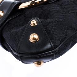 Pre Owned Gucci Black/Pink GG Canvas and Satin Limited Edition Tom Ford Horsebit Web Chain Clutch