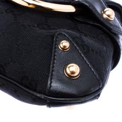 Pre Owned Gucci Black/Pink GG Canvas and Satin Limited Edition Tom Ford Horsebit Web Chain Clutch