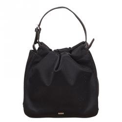 Pre Owned Gucci Black Satin Small Top Handle Bag