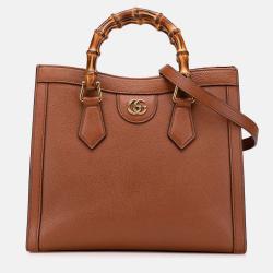 Gucci Brown Small Leather Bamboo Diana Satchel