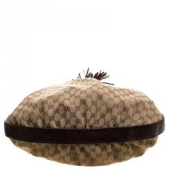 مملوكة مسبقًا حقيبة غوتشي أربطة GG متشابكين كانفاس GG بنية/ بيج