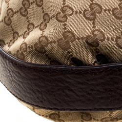 مملوكة مسبقًا حقيبة غوتشي أربطة GG متشابكين كانفاس GG بنية/ بيج