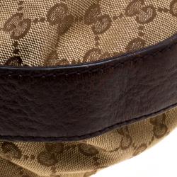 مملوكة مسبقًا حقيبة غوتشي أربطة GG متشابكين كانفاس GG بنية/ بيج