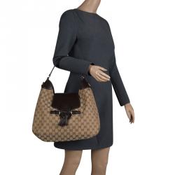 Pre Owned حقيبة غوتشي سلسلة أصلية ايميلي جلد وكانفاس G بنية/ بيج