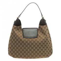 Pre Owned حقيبة غوتشي سلسلة أصلية ايميلي جلد وكانفاس G بنية/ بيج