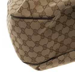 Pre Owned حقيبة غوتشي سلسلة أصلية ايميلي جلد وكانفاس G بنية/ بيج