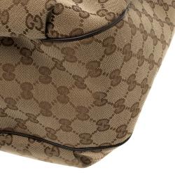 Pre Owned حقيبة غوتشي سلسلة أصلية ايميلي جلد وكانفاس G بنية/ بيج