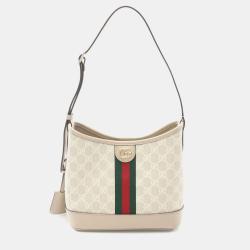 Gucci Ophidia Gg Supreme Small Shoulder Bag Coated Canvas Leather Beige