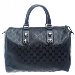 Pre Owned Gucci Black Imprime Canvas Joy Boston Bag