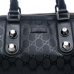 Pre Owned Gucci Black Imprime Canvas Joy Boston Bag