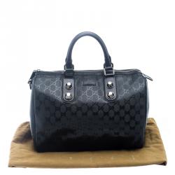 Pre Owned Gucci Black Imprime Canvas Joy Boston Bag