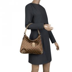 مملوكة مسبقًا حقيبة غوتشي آبي دي رينغ قماش GG بيج/ذهبي متوسطة 