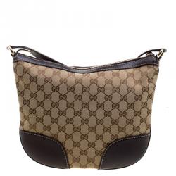 مملوكة مسبقًا حقيبة كروس غوتشي لافلي هارت جلد وكانفاس GG بنية/ ب يج