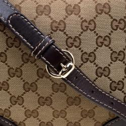 مملوكة مسبقًا حقيبة كروس غوتشي لافلي هارت جلد وكانفاس GG بنية/ بيج