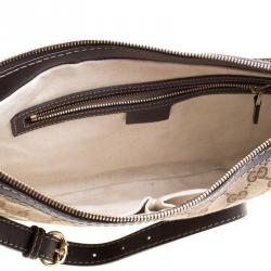 مملوكة مسبقًا حقيبة كروس غوتشي لافلي هارت جلد وكانفاس GG بنية/ بيج