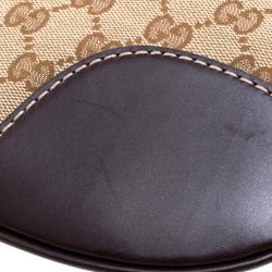 مملوكة مسبقًا حقيبة كروس غوتشي لافلي هارت جلد وكانفاس GG بنية/ بيج