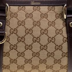 مملوكة مسبقًا حقيبة غوتشي جوي بوسطن كانفاس بيج/بني GG صغيرة