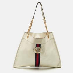 Gucci White Leather Large Rajah Tote