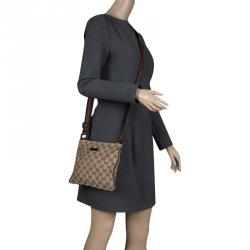 Pre Owned Gucci Beige GG Canvas Small Web Messenger Bag