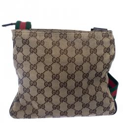 Pre Owned Gucci Beige GG Canvas Small Web Messenger Bag